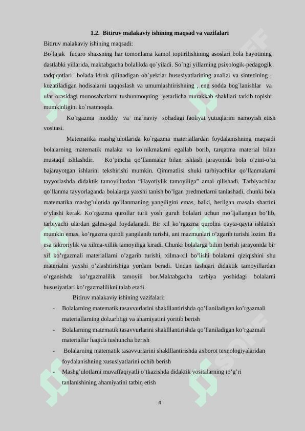 BOLALARNING MATEMATIK TASAVVURLARINI SHAKLLLANTIRISHDA QO’LLANILADIGAN KO’RGAZMALI MATERIALLAR 4