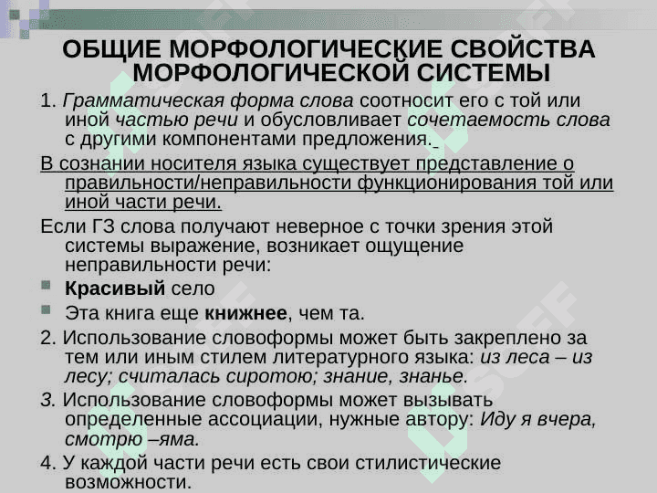 Функционирование морфологических единиц в тексте 4