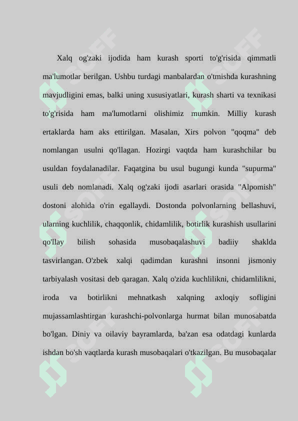 KURASH TO‘G‘RISIDA TARIXIY MA'LUMOTLAR 2
