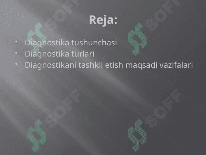 Elektr uskuna va inshootlarning diagnostika turlari ularni tashkil etishning maqsadi vazifalari texnologiyalari va usullari.pptx 2