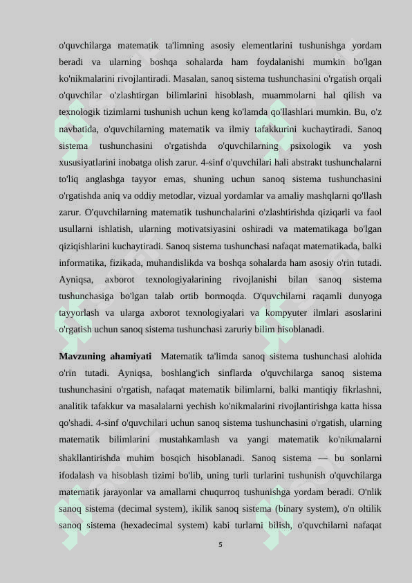 4-sinflarda sanoq sistema tushunchasini  shakllantirish metodikasi k.docxkkurs ishi 5