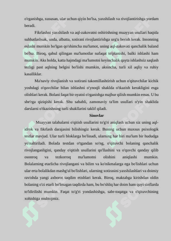 YUQORI SINF O’QUVCHILARINING INTELLEKTUAL RIVOJLANISHI 6
