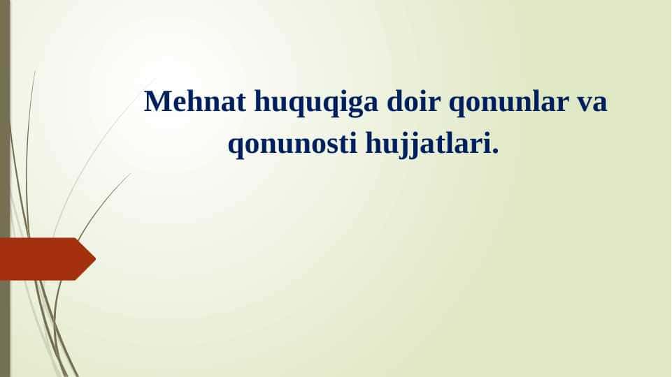Mehnat huquqiga doir qonunlar va qonunosti hujjatlari 1