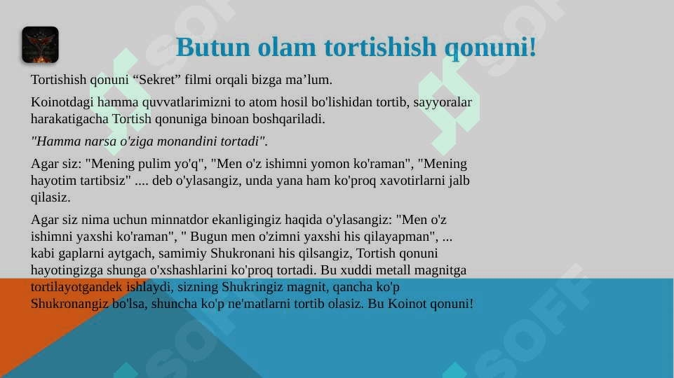 BORLIQ QONUNLARI. SHUKRONALIK MO`JIZALARI 4