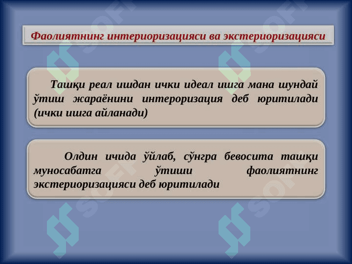 FAOLIYAT. FAOLIYATNING PSIXOLOGIK TAVSIFI. NAZARIYASI. 6
