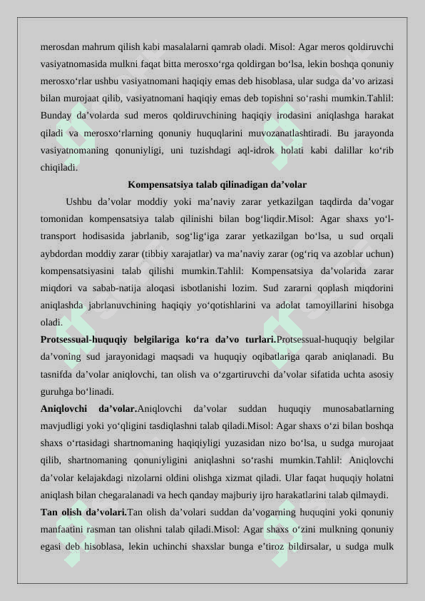 Fuqarolik protsessida da’vo 25 6