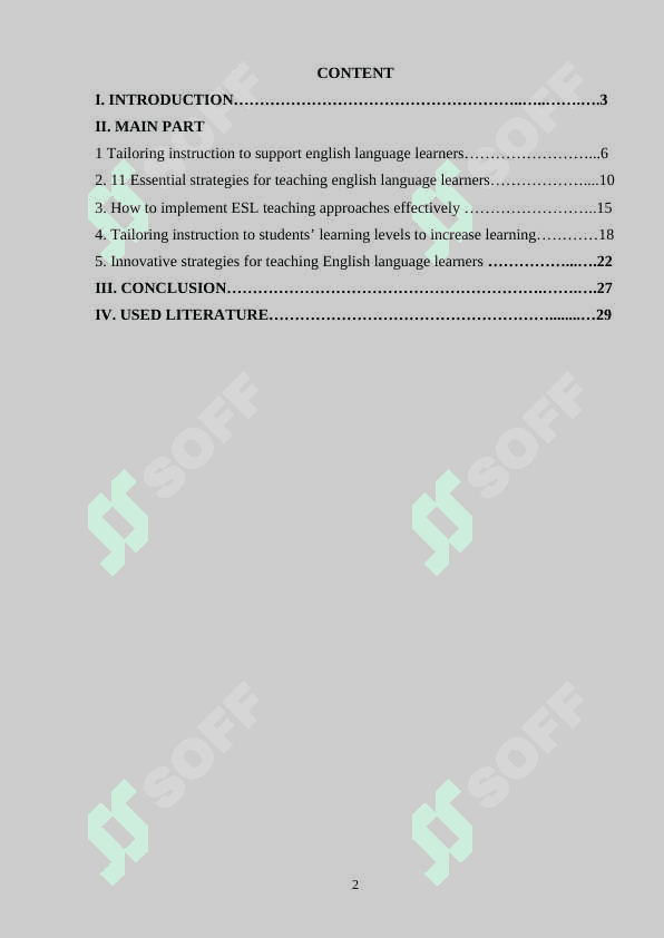 BEST PRACTICES FOR ESL INSTRUCTION: TAILORING APPROACHES FOR 4 TH GRADE LEARNERS 2
