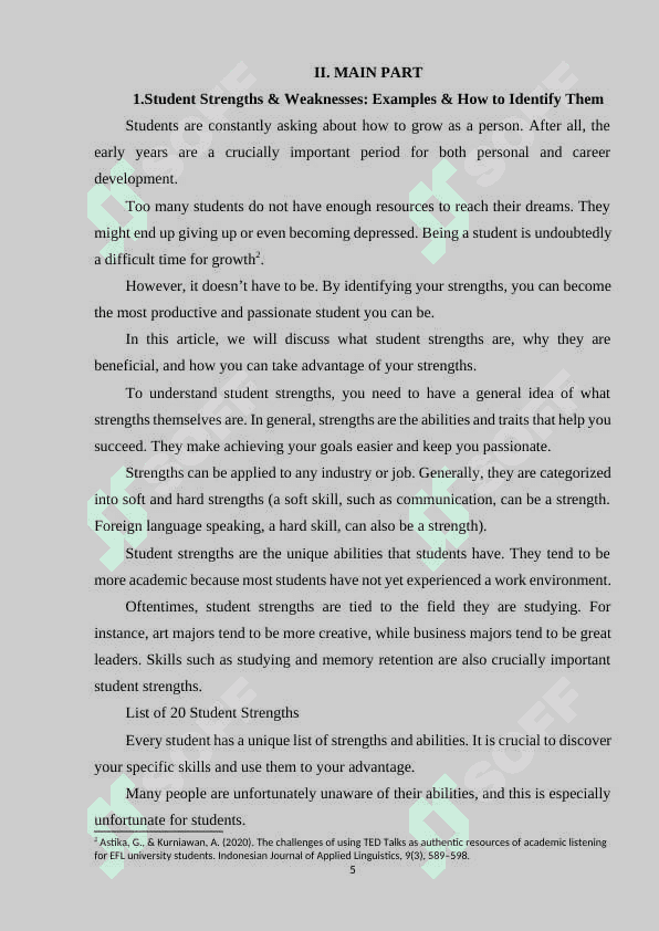 THE WAYS OF IDENTIFYING STUDENTS' STRENGTHS AND WEAKNESSES IN LISTENING AND SPEAKING 5