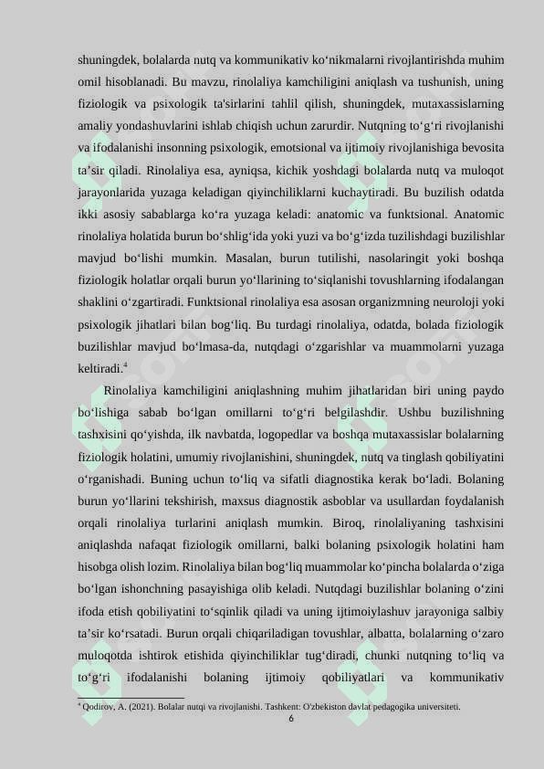 Rinolaliya kamchiligiga ega bolalarning shaxs xususiyatlari 6