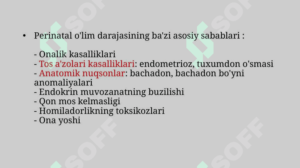 Prenatal,Intranatal va Postnatal o’lim xususiyatlari 3