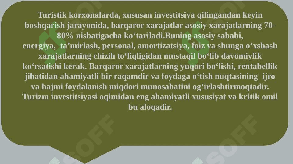 MAVZU:TURIZMDA INVESTITSION LOYIHALARNING SAMARADORLIGINI BAHOLASH 4