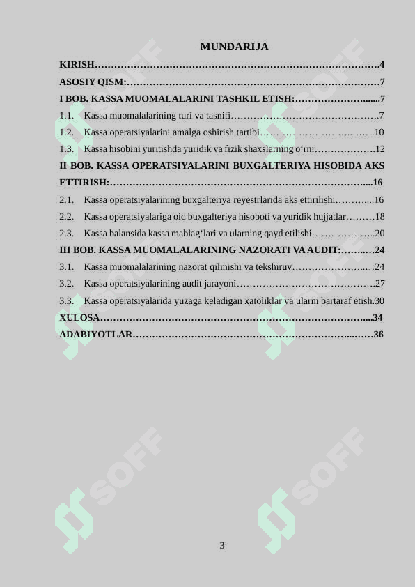 kurs ishi (KASSA MUOMALALARINI HISOBGA OLISH) 3