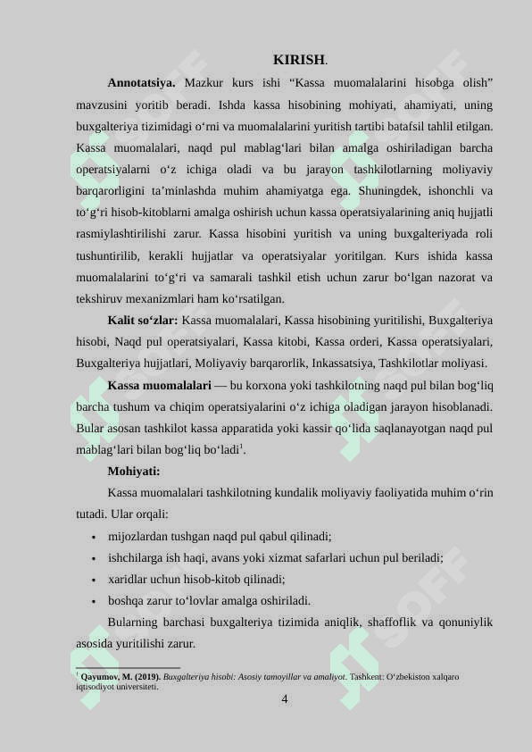 kurs ishi (KASSA MUOMALALARINI HISOBGA OLISH) 4