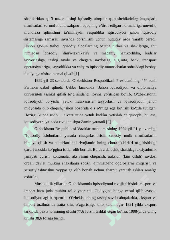 Bozor iqtisodiyotiga o’tish davri va uning O'zbekistondagi xususiyatlari 5