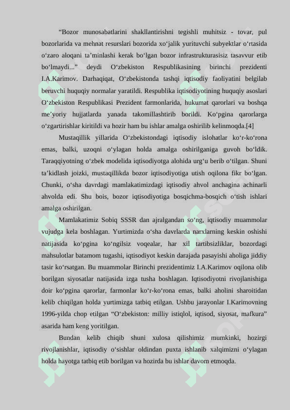 Bozor iqtisodiyotiga o’tish davri va uning O'zbekistondagi xususiyatlari 6