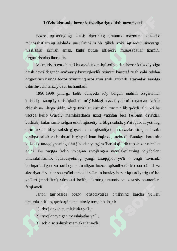 BOZOR IQTISODIYOTIGA OTISH DAVRI VA UNING O'ZBEKISTONDAGI XUSUSIYATLARI 3