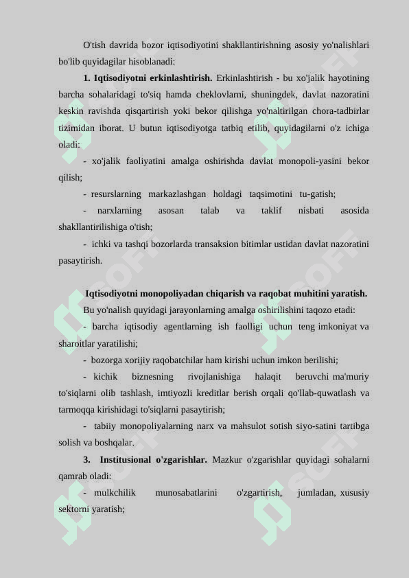 BOZOR IQTISODIYOTIGA OTISH DAVRI VA UNING O'ZBEKISTONDAGI XUSUSIYATLARI 6