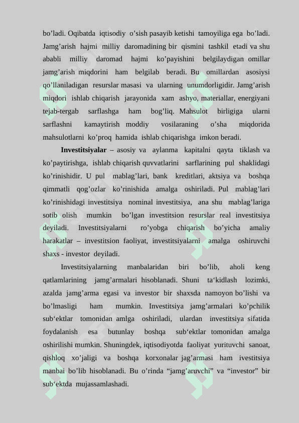 Isteʼmol jamgʻarma va investitsiyalar 8