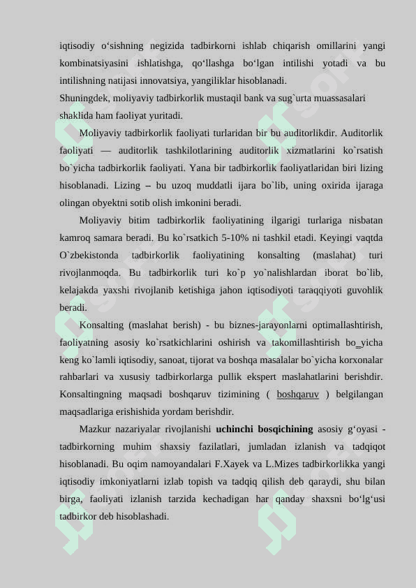 Tadbirkorlik faoliyati va uning shakllari. tadbirkorlik kapitali va uning aylanishi. 6