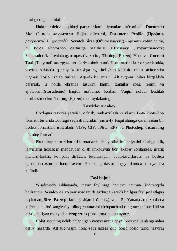 ADOBE PHOTOSHOP DASTURNING GRAFIK OB’YEKTLARDA RANGLAR BILAN ISHLASH 8