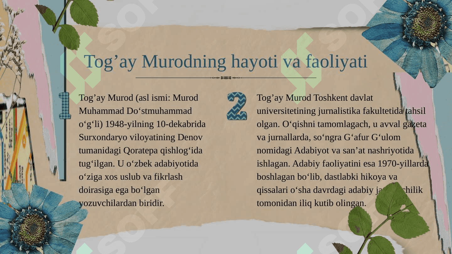 Togʻay Murod hayoti va ijodi  . Togʻay Murod ijodida milliylikning oʻziga xos  shaklda namoyon boʻlishi 3