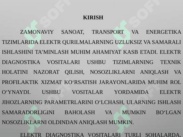 Elektr diagnostika vositasining asosiy texnik ko‘rsatkichlari va ishlash usullari 3