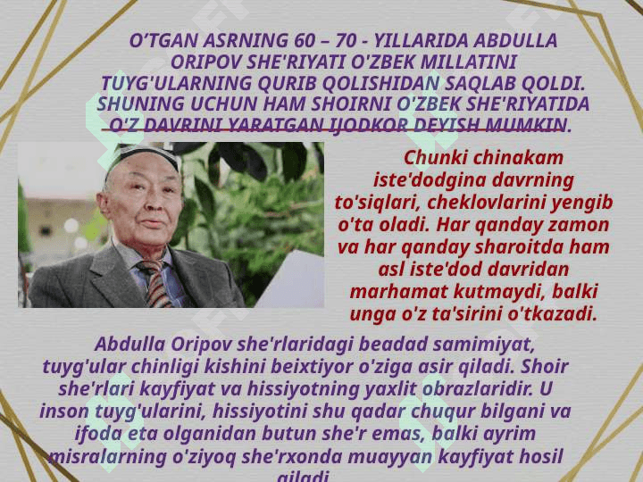 Abdulla Oripov she'riyati to'g'risida 6