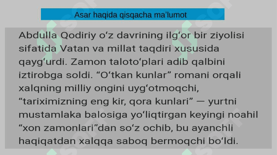 Abdulla Qodiriyning Oʻtkan kunlar asariga psixologik tahlil 4