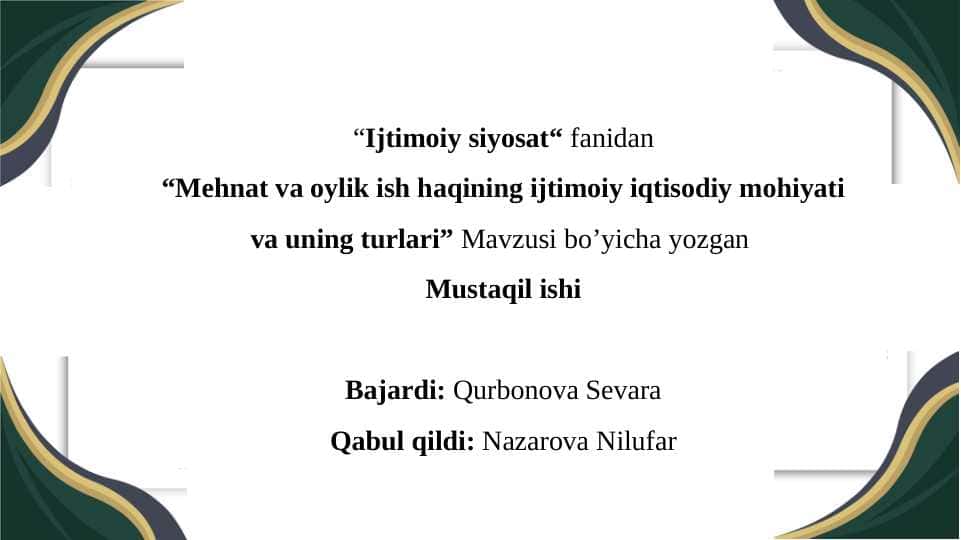“Ijtimoiy siyosat“ 1