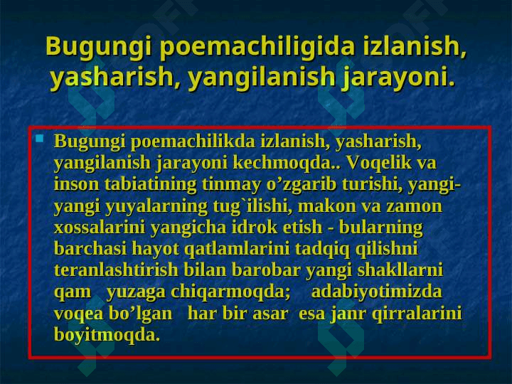 HOZIRGI ADABIY JARAYON 2