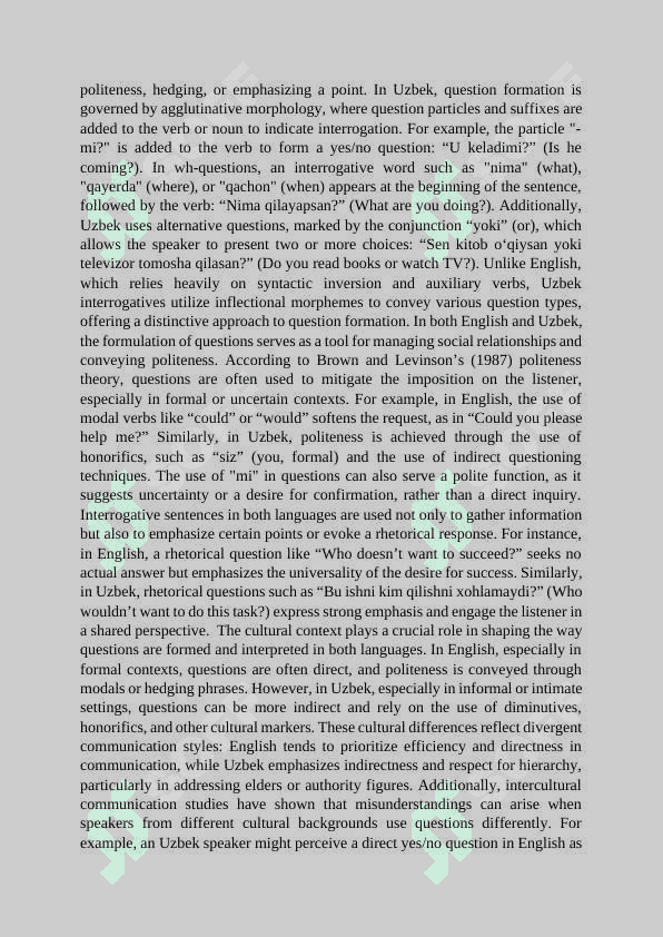 FUNCTIONAL AND PRAGMATIC PECULIARITIES OF INTERROGATIVE SENTENCES IN THE ENGLISH AND UZBEK LANGUAGES 4