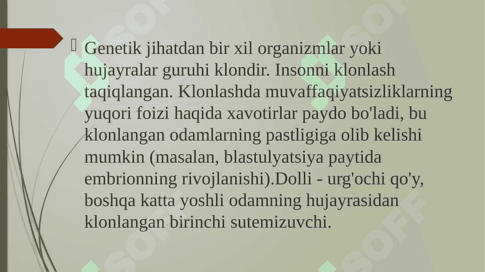 KLONLAR , KLONLASHTIRISH , KLINIK AHAMIYATI . КЛОНЛАР КЛОНЛАШТИРИШ.КЛИНИК АХАМИЯТИ 2