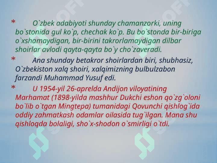 Muhammad Yusufning hayoti va ijodi 2