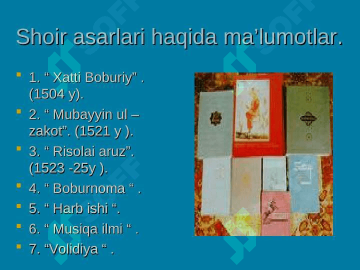 Shoh va shoir Z.M. Bobur hayoti va ijodi 7