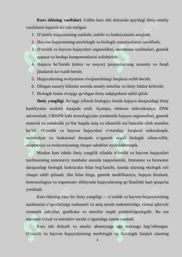 Oʻsimlik va hayvon hujayrasining oʻziga xos xususiyatlari 4