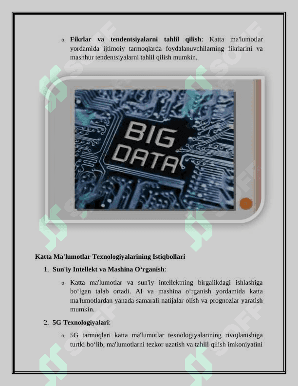 Katta ma'lumotlar texnologiyalari va xulosalari haqida ma'lumot. 6