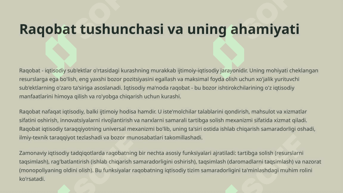 Raqobatni vujudga kelishi to'g'risida turli nazariyalar 3