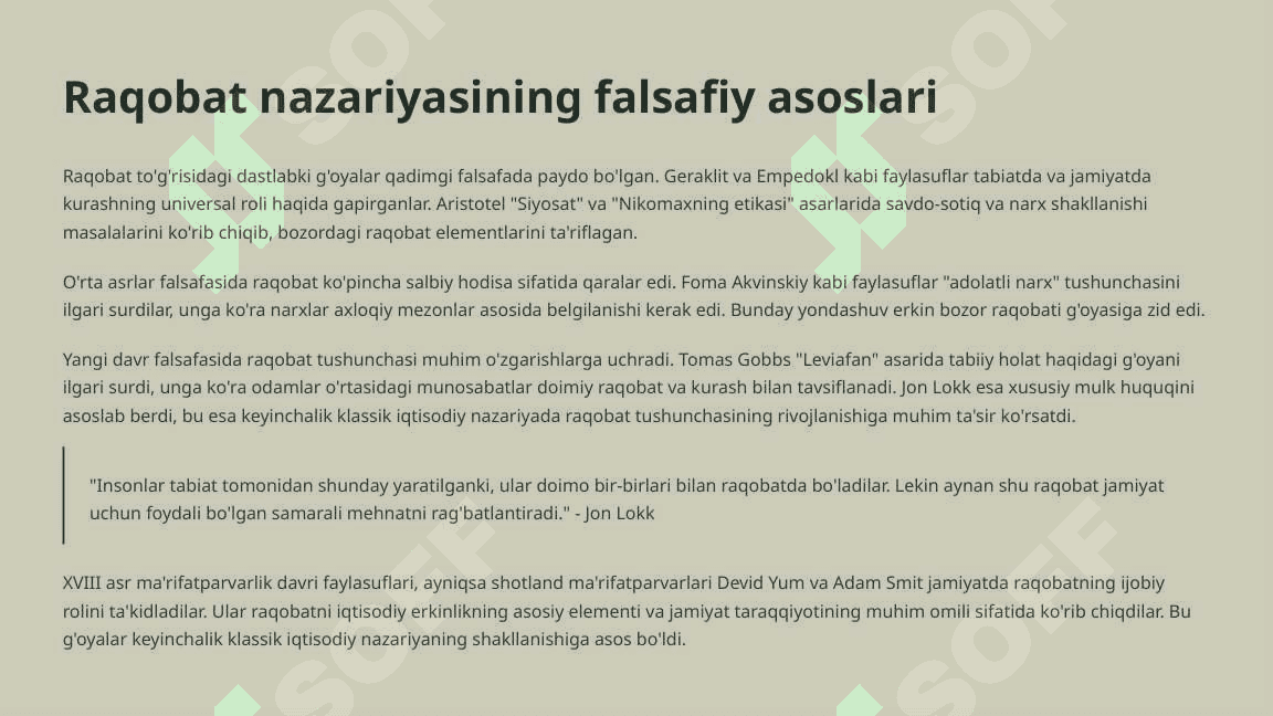 Raqobatni vujudga kelishi to'g'risida turli nazariyalar 4