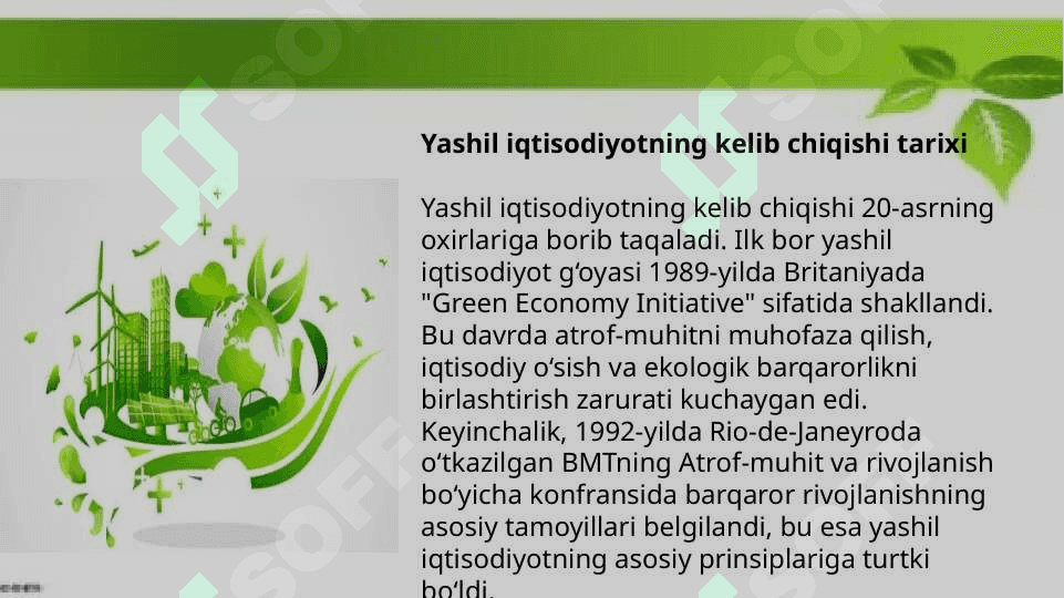 Yashil iqtisodiyotning kelib chiqishi tarixlari va ustuvor yonalishlari 5