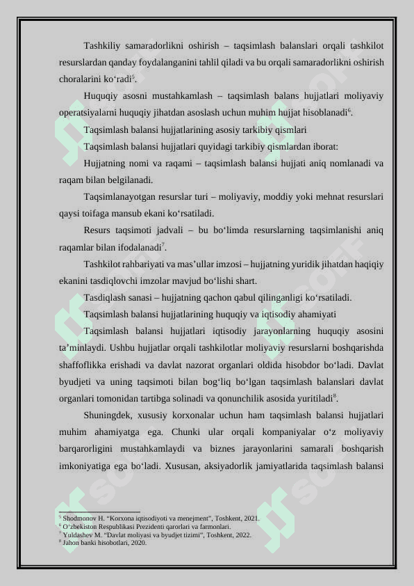 Topshirish hujjati va taqsimlash balansi hujjatlarining nazariy va amaliy xususiyatlari. 7