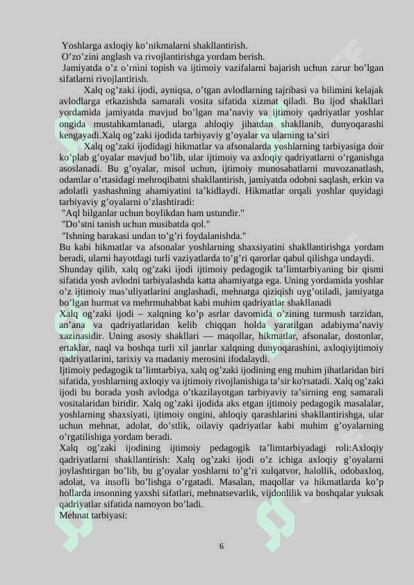 Bola tarbiyasida xalq og’zaki ijodidan foydalanish 6