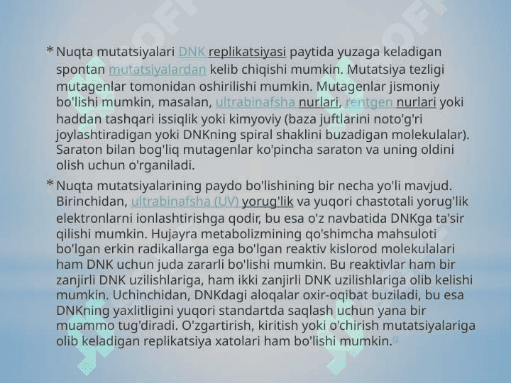 DNK mutatsiya,shikastlanishi va reparasiya 4