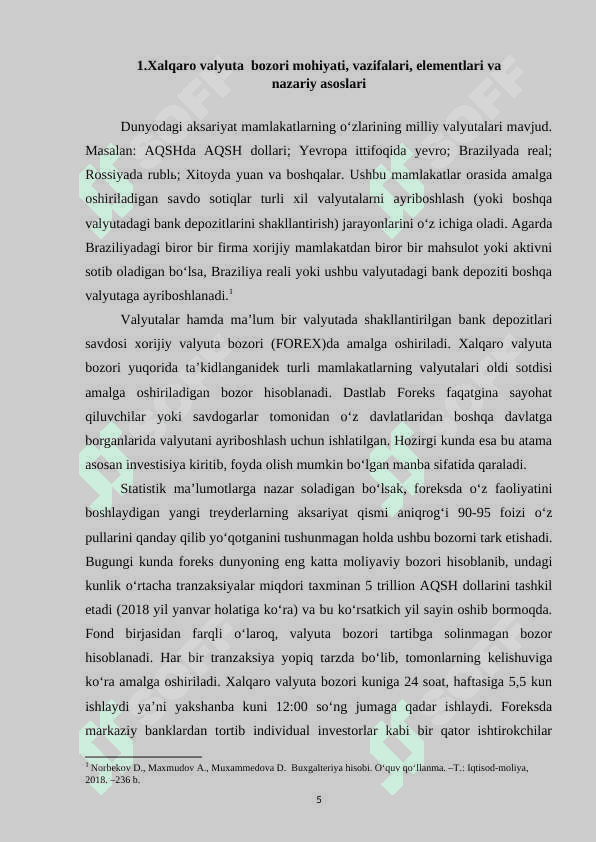 Jaxon bozori. Xalqaro valyuta va kredit munosabatlari 5