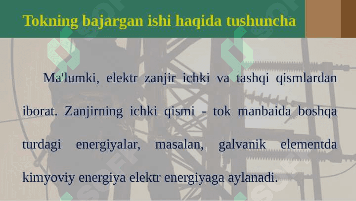 Elektr tokining ishi 2