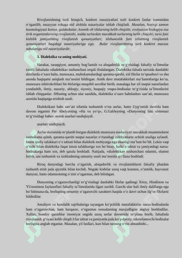 OLAMNING UNIVERSAL ALOQALARI VA RIVOJLANISH. FALSAFANING QONUN VA KATEGORIYALARI 4