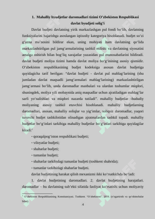 Mahalliy byudjetlar daromadlari tizimi, ularni barqarorlashtirish masalalari 4