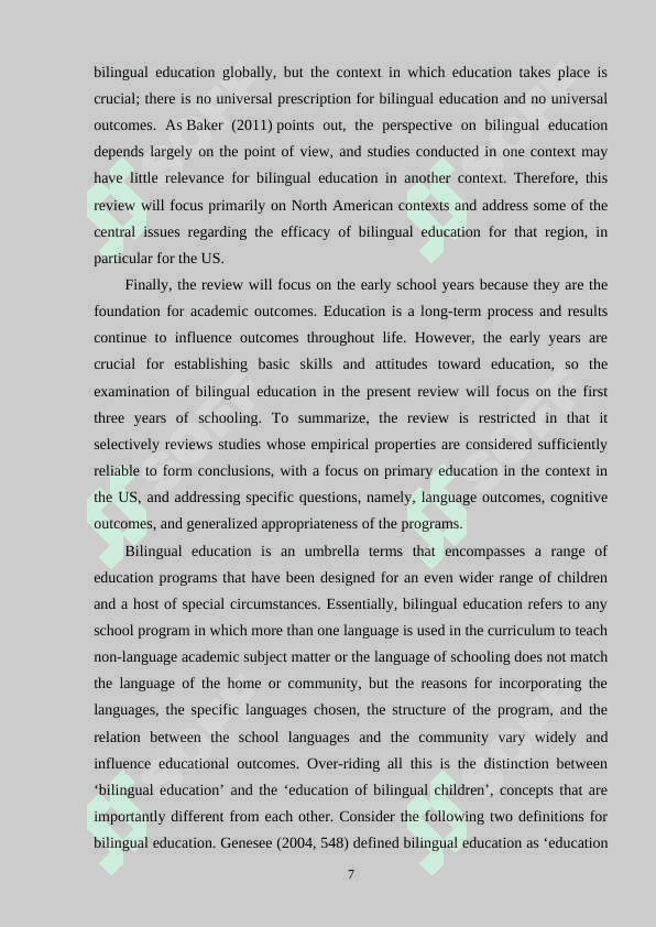 NAVIGATING BILINGUAL EDUCATION ANALYZING THE ADVANTAGES AND OBSTACLES IN PRIMARY SCHOOL SETTINGS 7