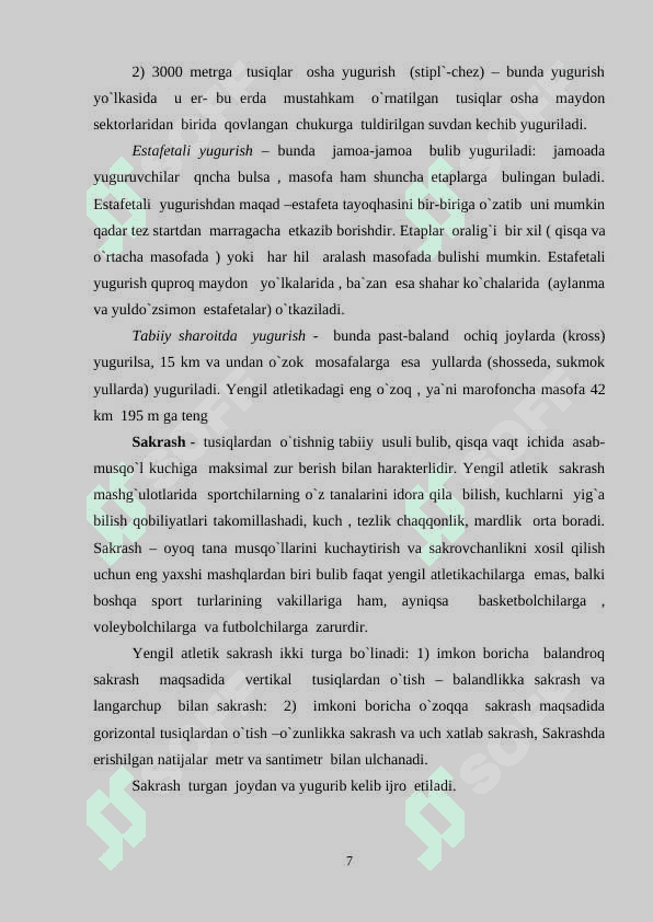 MAKTAB O’QUVCHILARI BILAN YENGIL ATLETIKA MASHG‘ULOTLARINI TASHKIL QILISH, O’TKAZISH SHAKLI VA USLUBIYATI 7