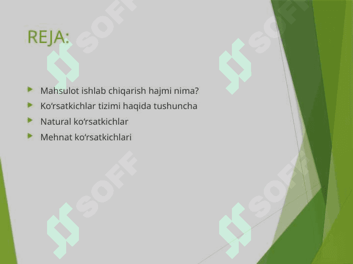 Mahsulot ishlab chiqarish hajmini ifodalovchi koʻrsatkichlar tizimi 2