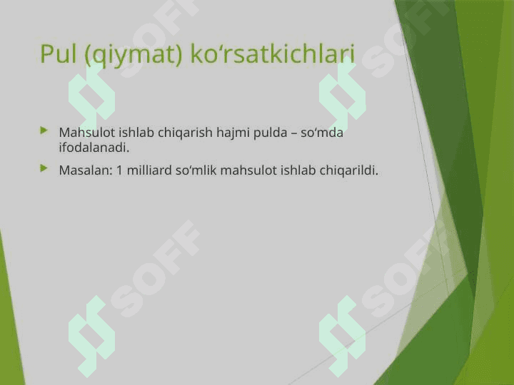 Mahsulot ishlab chiqarish hajmini ifodalovchi koʻrsatkichlar tizimi 8